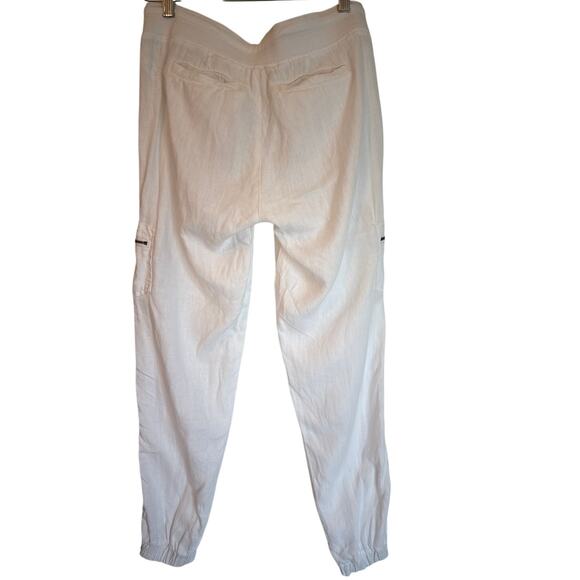 Athleta White Linen Joggers Size 2 Cargo Pockets Spring 2015 EUC - Picture 2 of 8